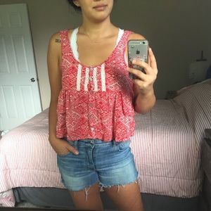 NWOT Red Semi Cropped Blouse Tank